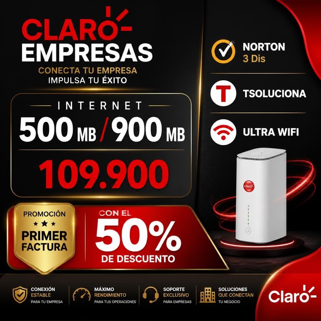 Internet 500 MB / 900 MB + NORTON 3 Dis + Tsoluciona + Ultra Wifi