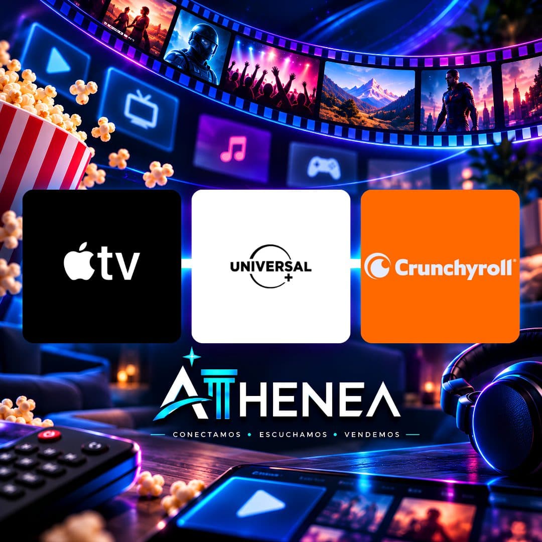APPLE TV + UNIVERSAL+ + CRUNCHYROLL
