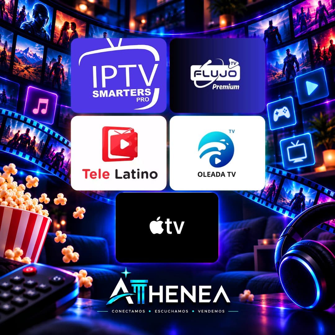 IPTV + FLUJO TV + TELE LATINO + OLEADA TV + APPLE TV