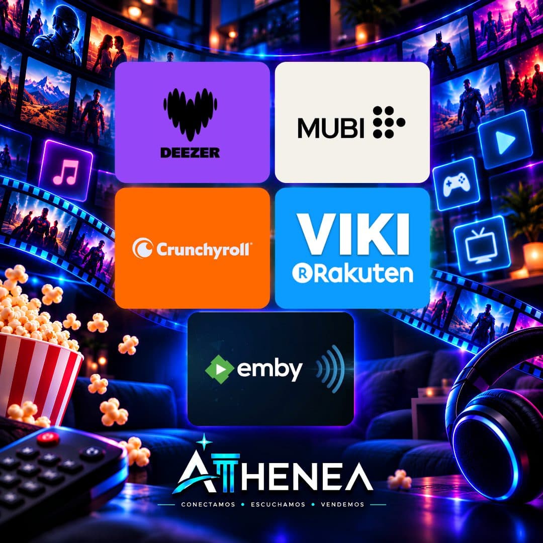 DEEZER + MUBI + CRUNCHYROLL + RAKUTEN VIKI + EMBY